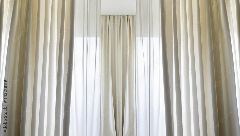 Obraz premium Elegant off white curtains drape over a window
