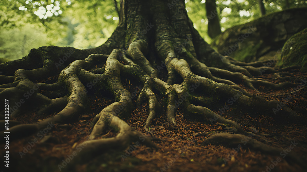 Intricate Tree Roots in Forest Floor Intricate Tree Roots in Forest Floor