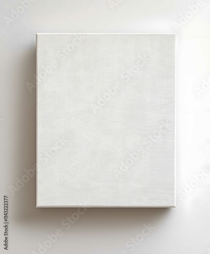 Realistic photo of a LArge rectangular blank canvas 3x4 format hanging on a plain white wall The texture of the canvas is clearly visible showing the material and w photo