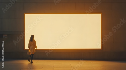 Wallpaper Mural  A woman walks past a blank poster mockup on the wall Torontodigital.ca