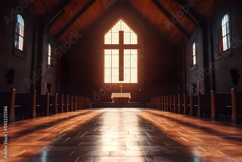 Church interior with cross photo