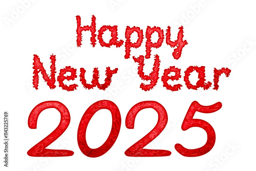 2025 red ice New Year lettering isolated .