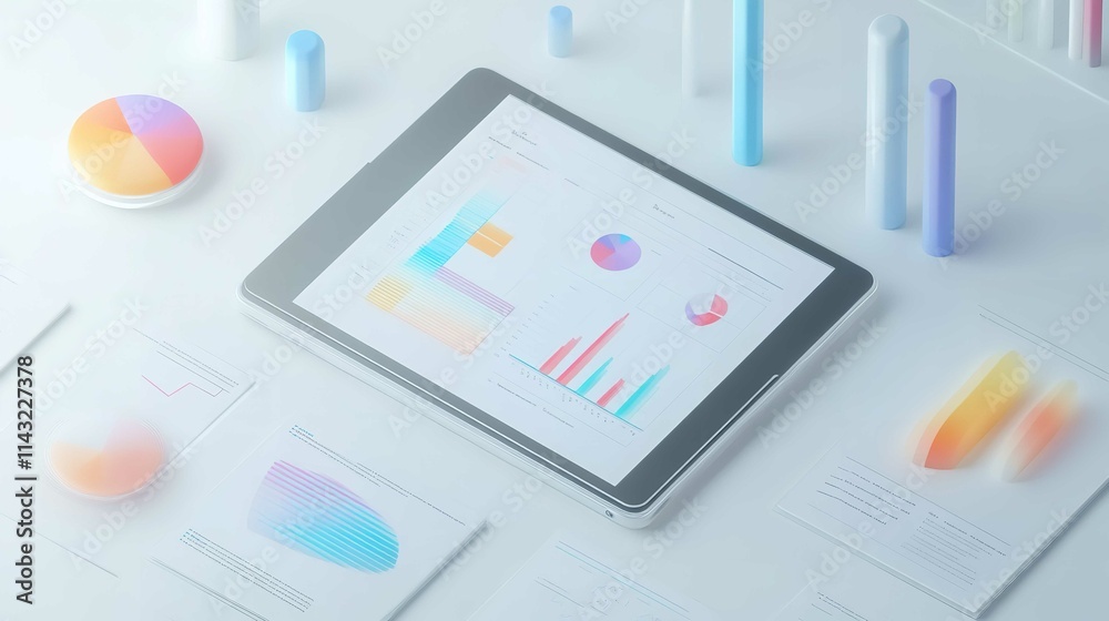 Charts, Tablet, and Financial Documents Isolated Charts, Tablet, and Financial Documents Isolated