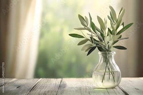 Olive branches in vase photo