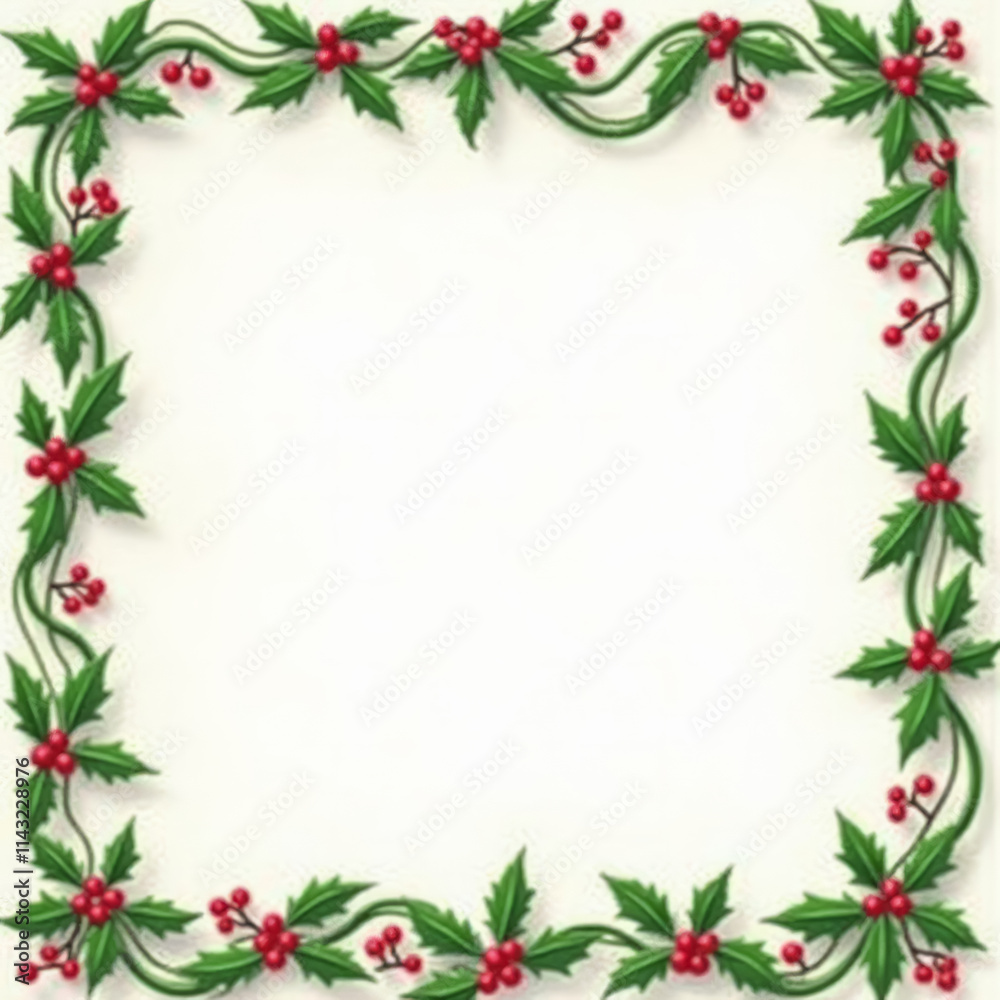 Christmas Card Holly Vine Border Christmas Card Holly Vine Border