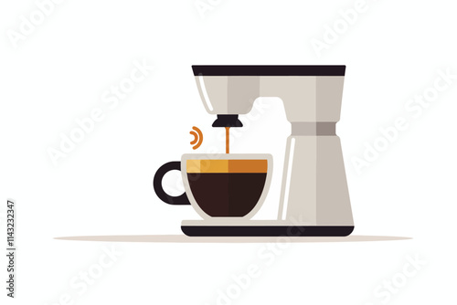 Espresso Extracted through Bottomless Portafilter isolated illustration