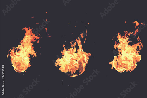 fire ball set isolated illustration