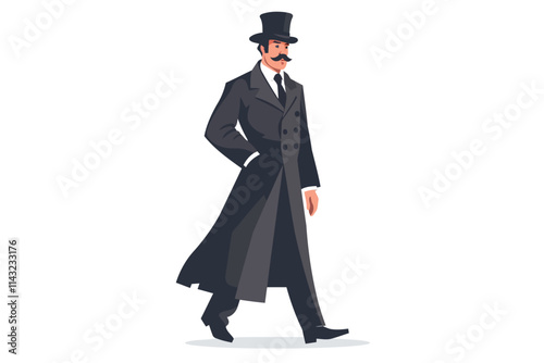 man in Vintage Victorian clothes isolated illustration