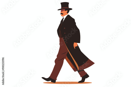 man in Vintage Victorian clothes isolated illustration