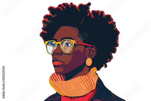 Portrait of a fashionable non binary person isolated illustration