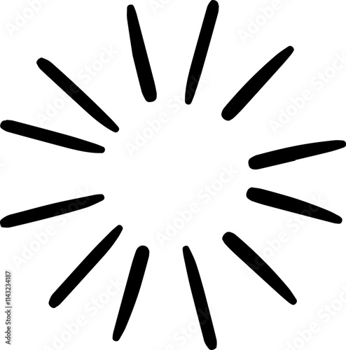 Black strokes radiating outwards from a central point, creating a sense of energy and movement, ideal for design elements, backgrounds, or visual accents