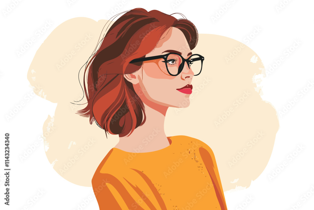 woman wearing glasses isolated illustration woman wearing glasses isolated illustration
