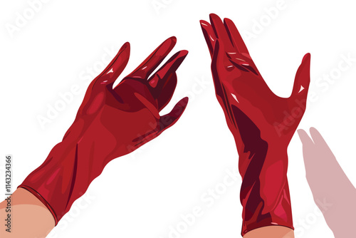 Women Wearing Elegant Evening Gloves isolated illustration