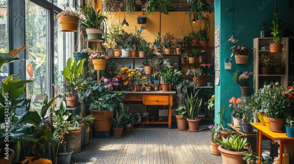 Fototapeta premium Vibrant Indoor Botanical Garden: A Lush Oasis of Greenery