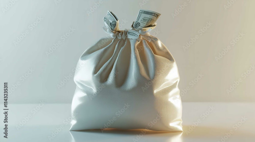Money Bag on White Background with Simplicity Clothing Money Bag on White Background with Simplicity Clothing