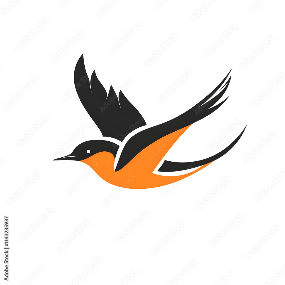 Simple Swallow Icon: Clean and Flat 2D Logo Design Simple Swallow Icon: Clean and Flat 2D Logo Design
