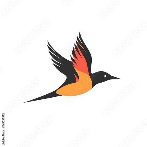 Minimalistic Swallow Logo Design: Flat Vector Icon on White Background photo