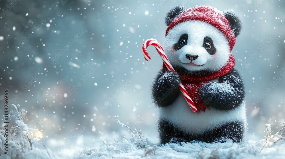Christmas Panda with copy space Christmas Panda with copy space