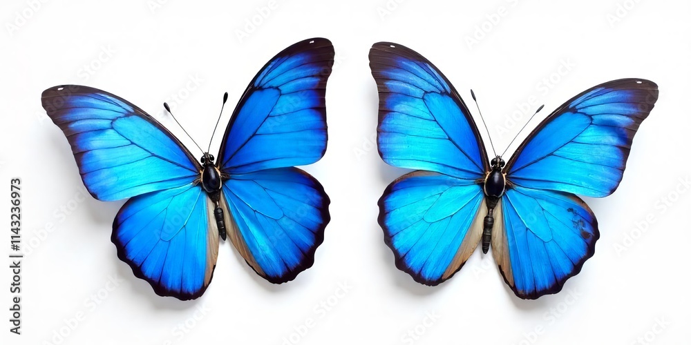 Fototapeta premium Vibrant Blue Morpho Butterflies Wings Close-up
