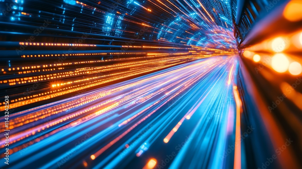 Fototapeta premium Abstract Tunnel Of Light Streaks And Glowing Lines