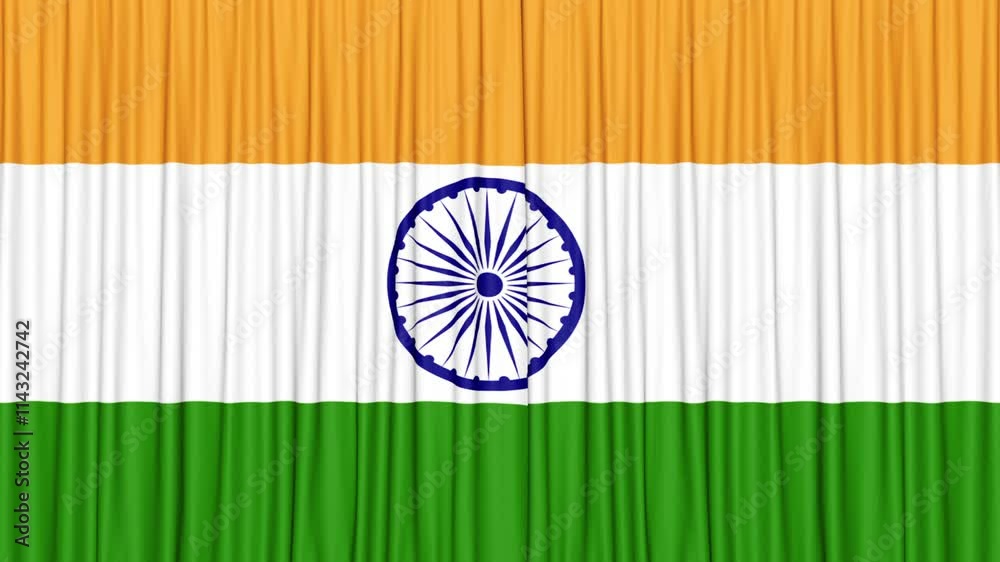 INDIA Curtain Flag Animation Background, Loop
