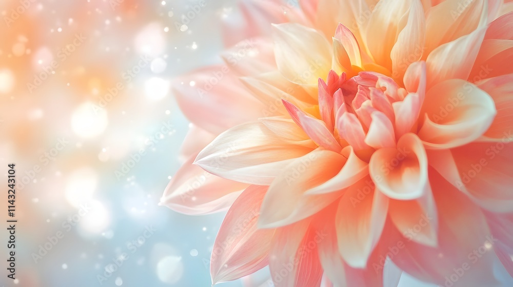 Delicate Peach Dahlia Blossom Softly Illuminated Delicate Peach Dahlia Blossom Softly Illuminated