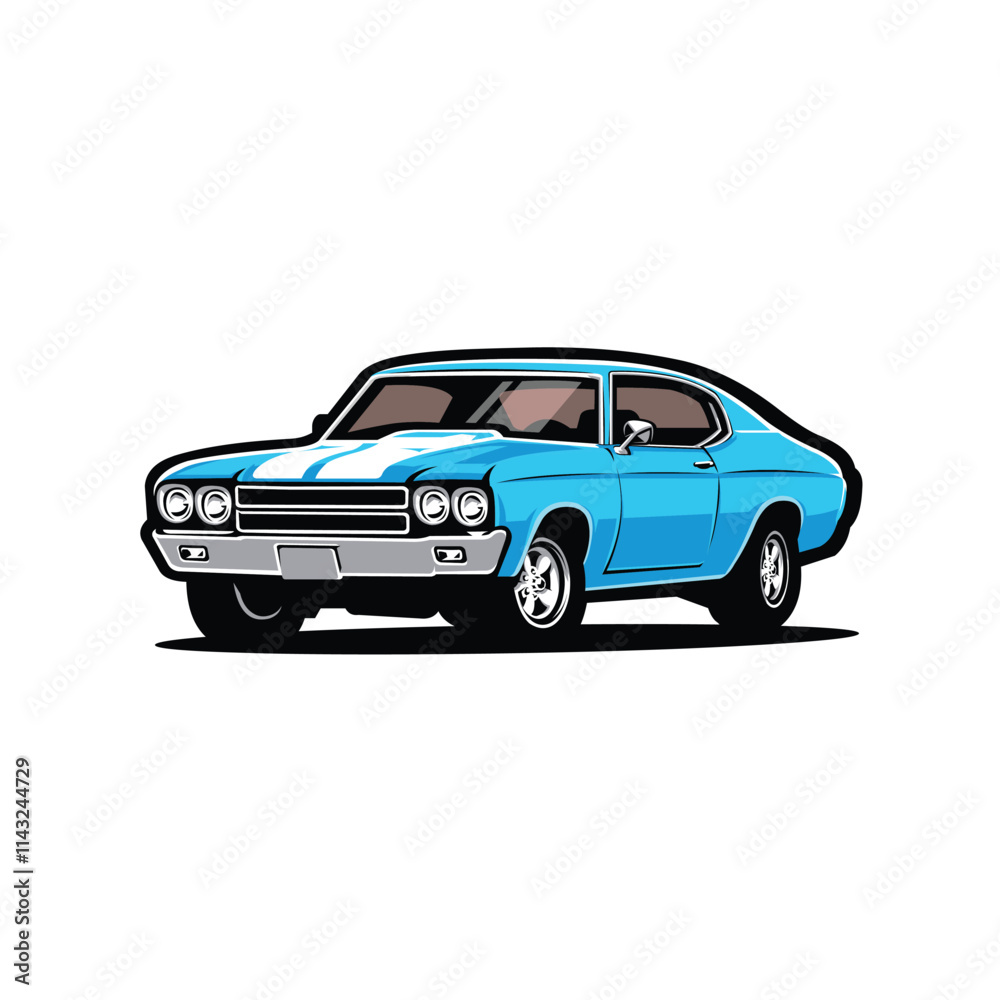 American Muscle Car Vector Art Illustration. Classic Retro Sport Car Vector Isolated American Muscle Car Vector Art Illustration. Classic Retro Sport Car Vector Isolated