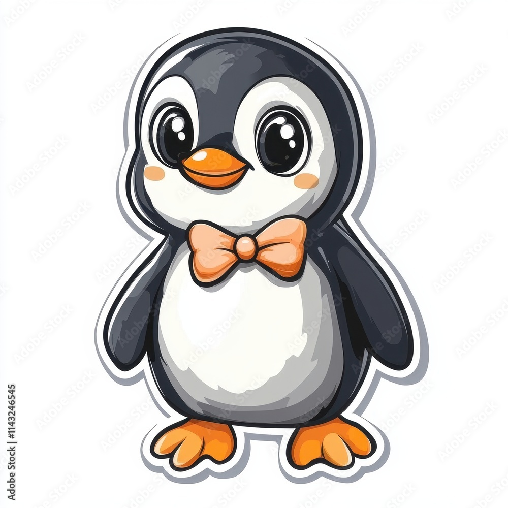 Obraz premium Charming Cartoon Penguin with Elegant Bow Tie and Friendly Expression