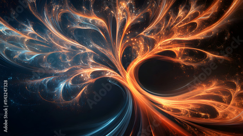 Organic flowing shapes merge into an abstract tree of life.