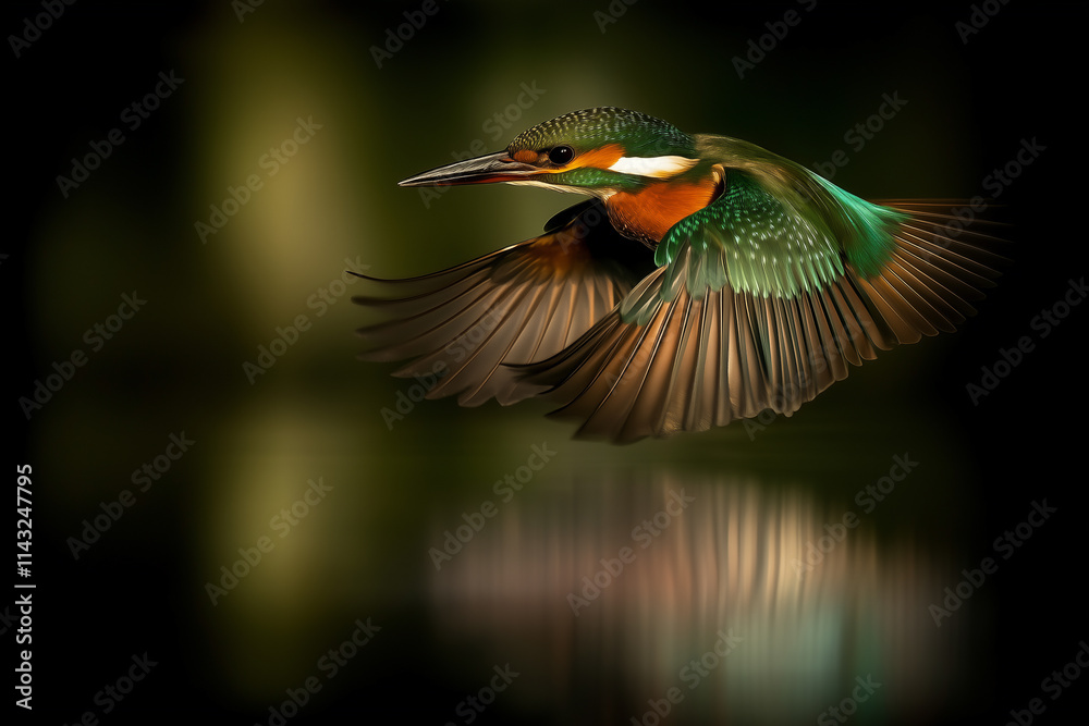 Obraz premium Bird Emerging from Water to Dive for Fish in Stunning Nature Scene