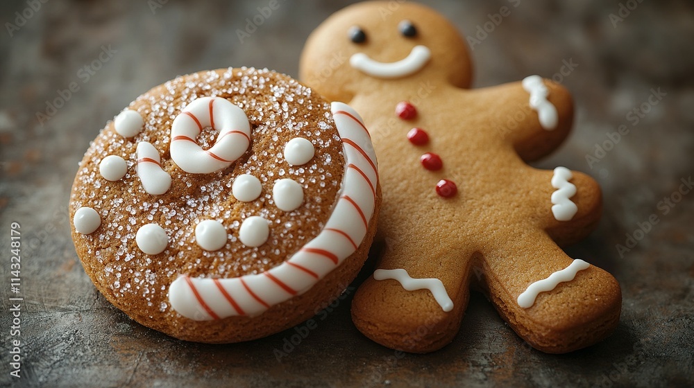 Festive Gingerbread Cookies Decorated With Icing Festive Gingerbread Cookies Decorated With Icing