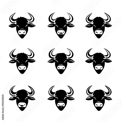 set of animals head vector style