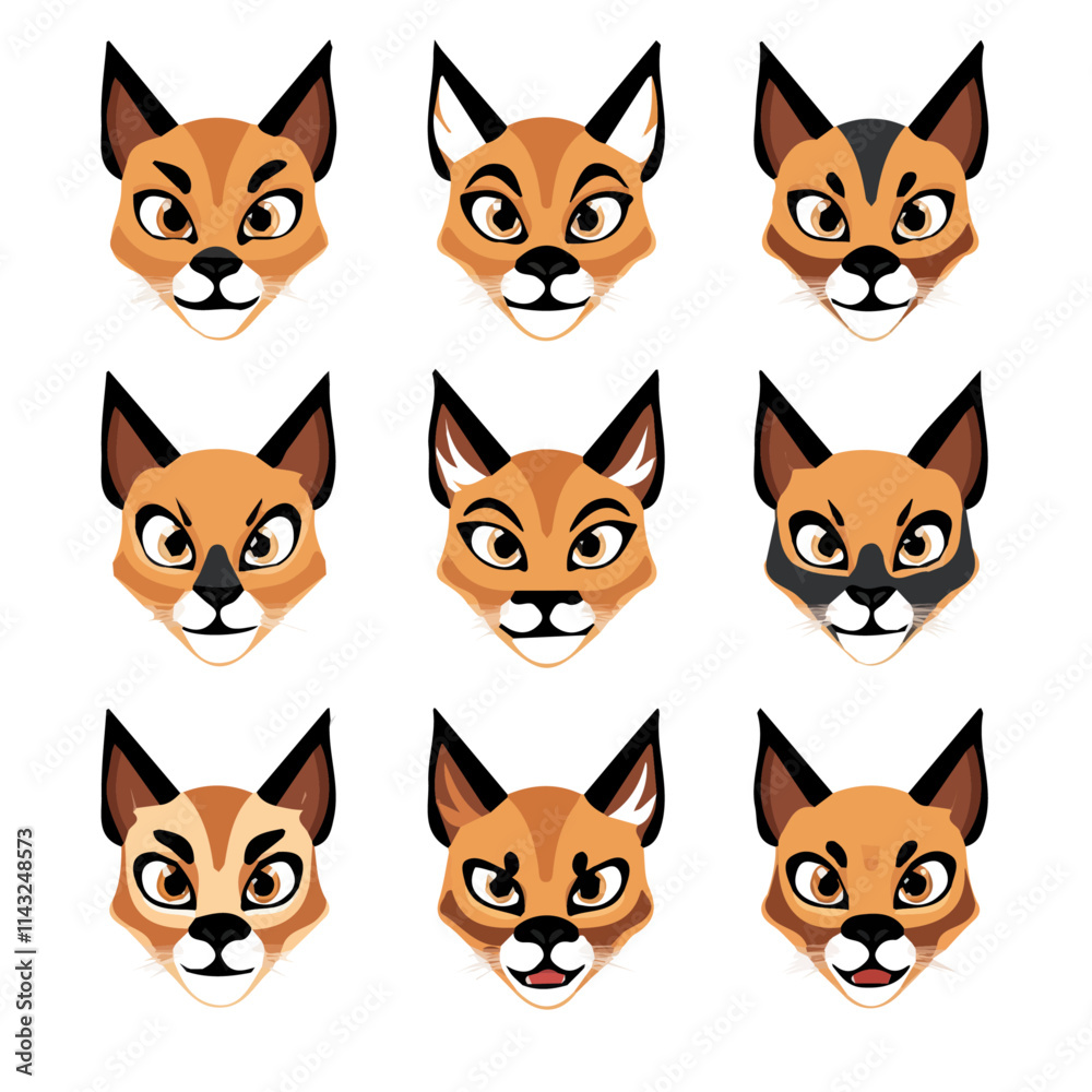 set of animals head vector style set of animals head vector style