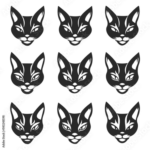 Photography set of animals head vector style