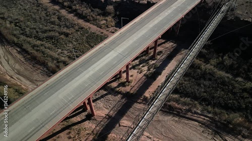 Aerial looking down at Highway 89 at Cameron Old Bridge in Arizona in Navajo Nation photo