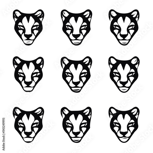 set of animals head vector style