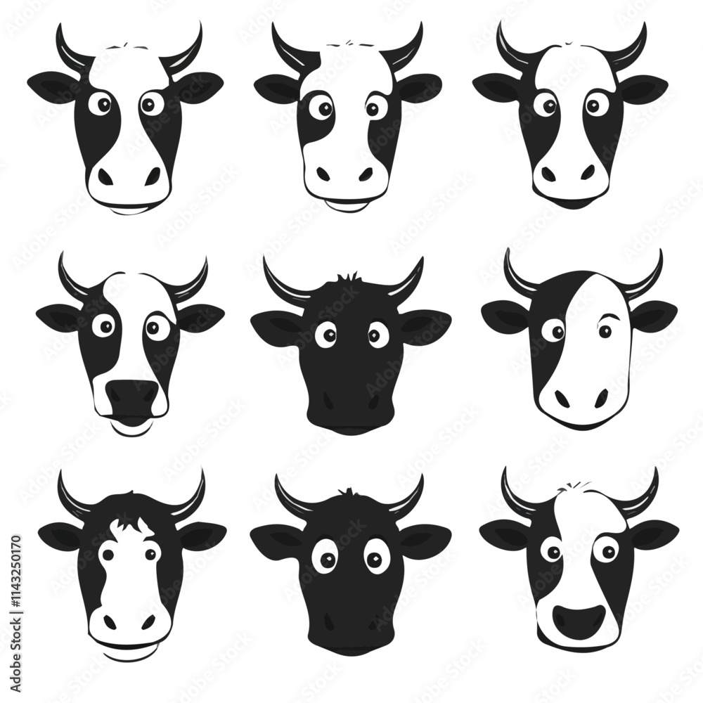 set of animals head vector style set of animals head vector style