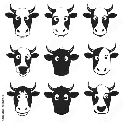 Photography set of animals head vector style