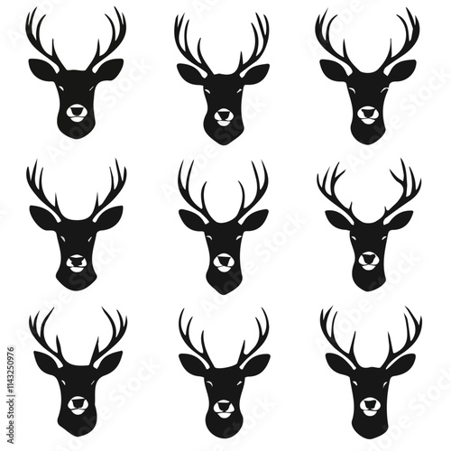 Photography set of animals head vector style