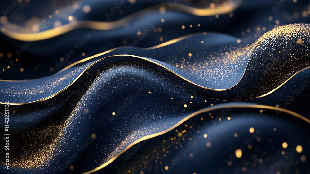 Flowing gold and black waves abstract artwork digital design studio Flowing gold and black waves abstract artwork digital design studio