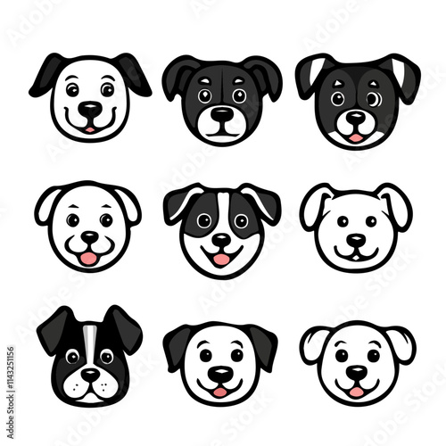 set of animals head vector style