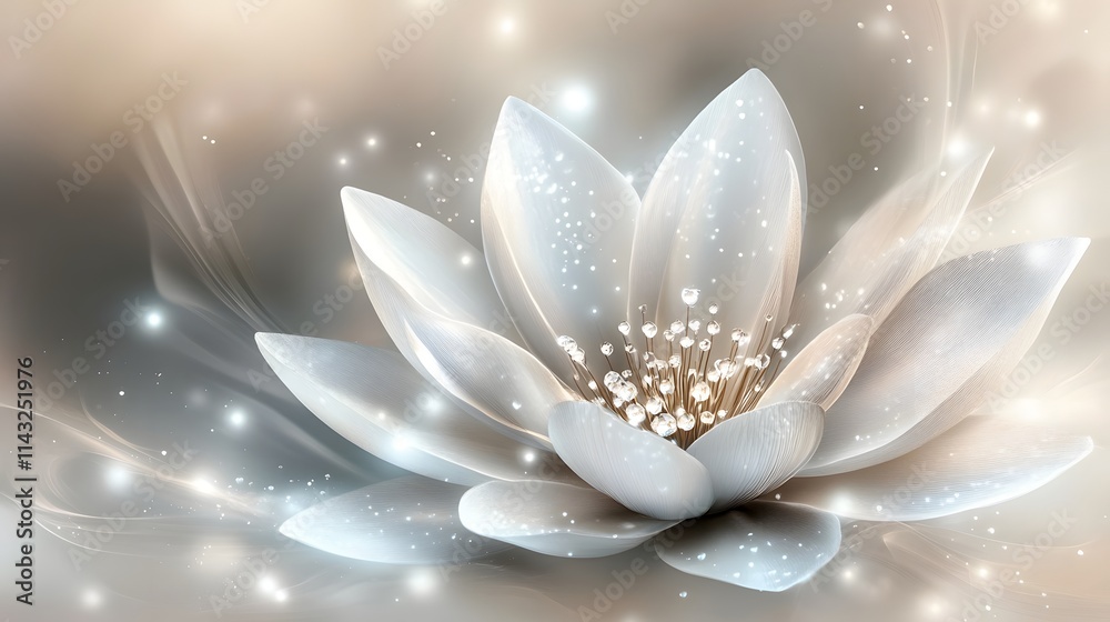 Elegant Diamond Embellished Lotus Flower Blossom