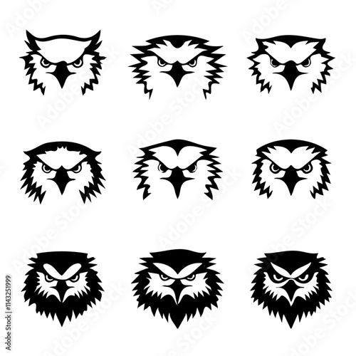 set of animals head vector style