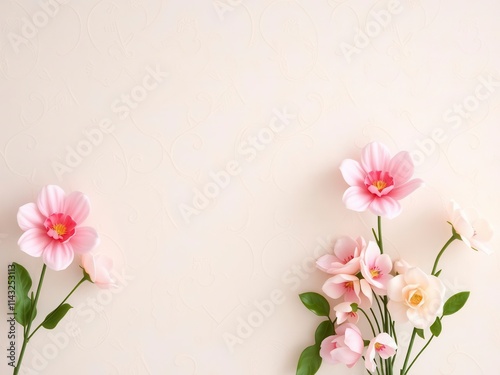 Vintage style artificial flowers wall background perfect for adding a touch of elegance to your design projects, backdrop, textured