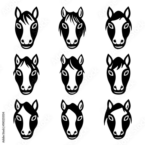 set of animals head vector style