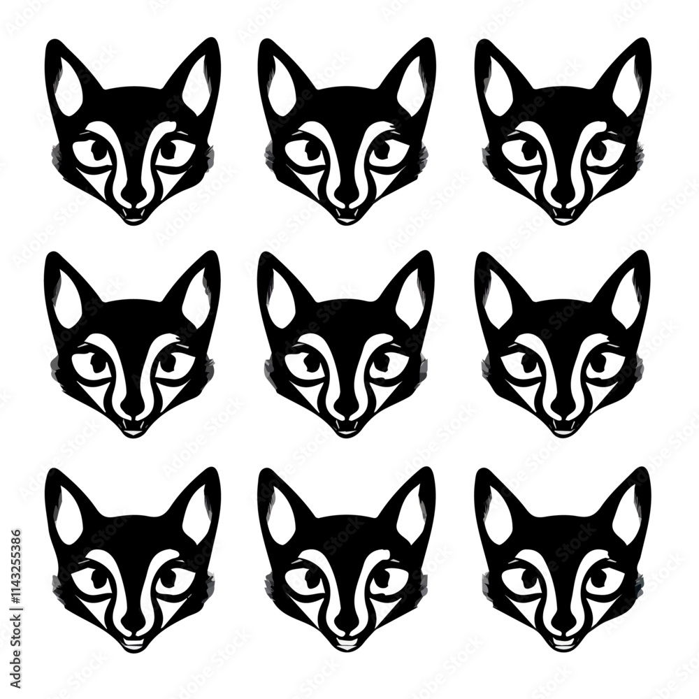 set of animals head vector style set of animals head vector style