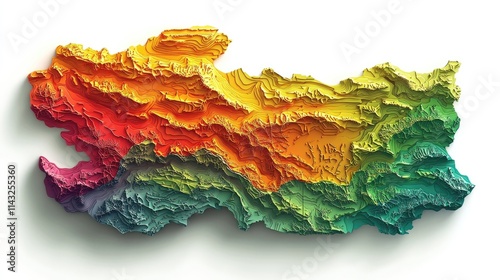 A colorful topographic map of Turkey showcasing its diverse terrain and elevation. photo