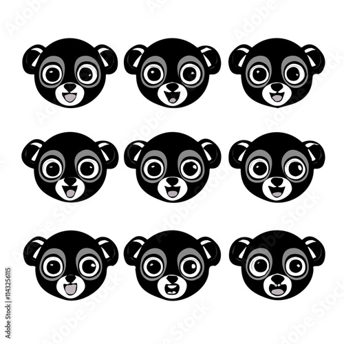 set of animals head vector style