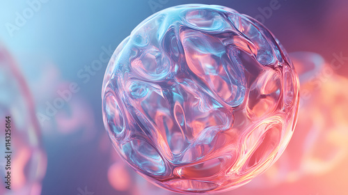 Abstract swirling forms converge into a futuristic sphere.