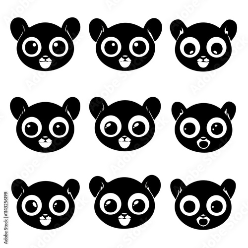 set of animals head vector style